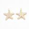 Brass Links connectors, Etched Metal Embellishments, Cadmium Free & Nickel Free & Lead Free, Starfish/Sea Stars, Light Gold, 21x20.5x0.3mm, Hole: 1.8mm