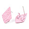 Spray Painted Iron Stud Earring Findings, with Double Vertical Loops, Kite, Pink, 18x11mm, Hole: 3mm, Pin: 0.7mm