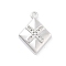 Brass Micro Pave Clear Cubic Zirconia Pendants, Rhombus, 19x13.5x3mm, Hole: 1.5mm