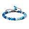 Natural Agate Round Bead Adjustable Braided Bracelets, 6mm