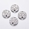 Tarnish Resistant 304 Stainless Steel Links connectors, Textured Flat Round, Stainless Steel Color, 16.5x1.5mm, Hole: 3mm