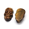 Natural Tiger Eye Pendants, Skull, 33~34x20~31x12mm, Hole: 1.2mm