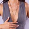 Alloy Colorful Rhinestone Flat Round Long Y Necklaces for Women, Golden, 31.50 inch(80cm)
