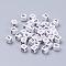 Letter F Acrylic Cube Beads, Horizontal Hole, White, Size: about 6mm wide, 6mm long, 6mm high, hole: 3.2mm, about 300pcs/50g