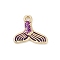 Alloy Enamel Pendants, Cadmium Free & Lead Free, Fishtail Charms, Light Gold, Purple, 13.5x15.5x2.5mm, Hole: 1.6mm