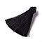 Nylon Tassel Pendants, Black, 70~72x17~18mm, Hole: 3~4mm