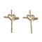 Brass Micro Pave Cubic Zirconia Pendants, Cadmium Free & Lead Free, Cross with Heart Charms, Real 16K Gold Plated, 25.5x17x4.5mm, Hole: 4x2mm