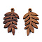 Natural Walnut Wood Pendants, Undyed, Leaf Charm, Camel, 30.5x17x2.5mm, Hole: 1.6mm