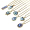 Rack Plating Natural Paua Shell Pendants Necklace, Brass Box Chain Necklaces, Mixed Shapes, 17.72 inch(45cm), Pendants: 19~31.5x9~23mm