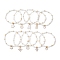 10Pcs 10 Styles Glass Seed Beads Stretch Bracelet Sets, Alloy Enamel Charm Stackable Bracelets, White, Inner Diameter: 2-1/8 inch(5.5cm), 1pc/style