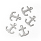 Tarnish Resistant 201 Stainless Steel Charms, Anchor, Stainless Steel Color, 12x11x0.7~0.8mm, Hole: 1.4mm