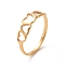 Ion Plating(IP) 201 Stainless Steel Hollow Heart Finger Ring for Women, Golden, US Size 6 1/2(16.9mm)