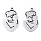 Non-Tarnish Mother's Day 201 Stainless Steel Pendants, Laser Cut, Infant & Mom, Stainless Steel Color, 21.5x13.5x0.9mm, Hole: 1.4mm