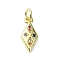 Brass Micro Pave Cubic Zirconia Pendants, Cadmium Free & Nickel Free & Lead Free, with Jump Ring, Real 18K Gold Plated, Rhombus Charms, Colorful, 14x6x2.5mm, Hole: 3mm