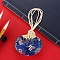 Flower Embroidery Silk & Satin Drawstring Sachet Bags with Tassel, for Jewelry, Blue, 10x8.5cm