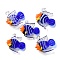 Handmade Lampwork Pendants, Fish Charms, Blue, 37~46x38~42x11~14mm, Hole: 2.5mm