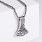 Stainless Steel Viking Axe Pendant Necklaces for Men, Stainless Steel Color