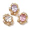 Brass Micro Pave Cubic Zirconia Beads, Nickel Free, with Glass, Mixed Color, Oval, Real 18K Gold Plated, 16.5x13.5x7.5mm, Hole: 1.4mm