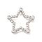 Rack Plating Brass Clear Cubic Zirconia Linking Rings, Platinum, Lead Free & Cadmium Free, Long-Lasting Plated, Star, 17.5x18x2mm