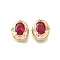 Brass Glass Beads, Cadmium Free & Nickel Free & Lead Free, Oval, Real 18K Gold Plated, 14x11.5x7mm, Hole: 1.4mm