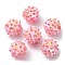PVC Plastic Paillette with Glass Seed Beaded Pendants, with Iron Loops, Flower Charms, Pink, 18x17mm, Hole: 4.3mm