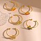 304 Stainless Steel Micro Pave Cubic Zirconia Adjustable Cuff Rings, Fan Shape Charms, Golden, 9x9mm, Adjustable
