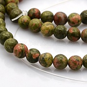 Природные Unakite круглых бусин пряди G-N0120-21-6mm