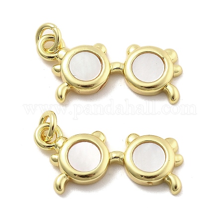 Подвески из латуни с натуральными белыми ракушками KK-U060-02G-1