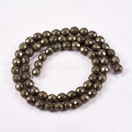 Естественно пирит круглые бусины нити G-L031-6mm-02-1