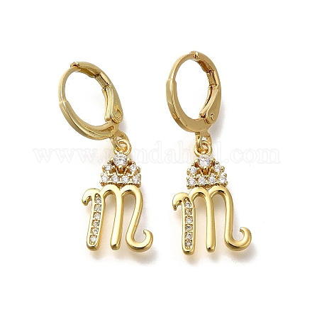 Серьги-кольца из латуни с прозрачным фианитом EJEW-M045-01M-1
