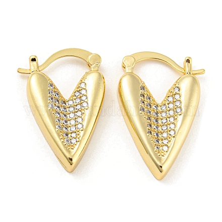 Латунные серьги-кольца из прозрачного кубического циркония EJEW-Q785-03G-1