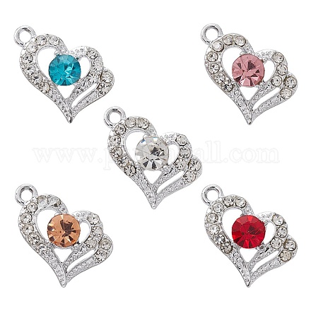 5шт 5 цвета подвески из сплава со стразами FIND-YW0003-83-1