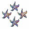 Alloy Pendants, Cadmium Free & Nickel Free & Lead Free, Starfish, Rainbow Color, 48.5x44x4.5mm, Hole: 2mm