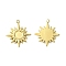 304 Stainless Steel Pendant Cabochon Settings, Sun, Real 14K Gold Plated, Tray: 4mm, 15.5x13.5x1.5mm, Hole: 1mm