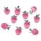 10Pcs Apple Gemstone Charm Pendant Crystal Quartz Healing Natural Stone Pendants Pink Silver Buckle for Jewelry Necklace Earring Making Crafts, Flamingo, 20.5x14.8mm, Hole: 3mm