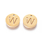 304 Stainless Steel Charms, Ion Plating (IP), Flat Round, Letter W, 10x1~1.5mm, Hole: 1mm