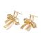 Brass Micro Pave Cubic Zirconia Earrings, Bowknot, Real 18K Gold Plated, 40.5x25.5mm