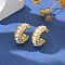 Brass Plastic Pearl Cuff Earrings, C-Shaped, Golden, 15x6mm