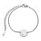 Tarnish Resistant 201 Stainless Steel Link Bracelets, with Cable Chains and Lobster Claw Clasps, Flat Round with Letter, Letter.J, 6 inch~6-3/4 inch(15~17.5cm), 1.5mm