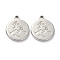 Tarnish Resistant 304 Stainless Steel Pendants, Flat Round, Stainless Steel Color, 18x15x2mm, Hole: 1.6mm