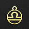 201 Stainless Steel Charms, Flat Round with Constellation, Golden, Libra, 13.4x10.8x1mm, Hole: 1.5mm