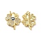 Brass Micro Pave Cubic Zirconia Pendants, Cadmium Free & Nickel Free & Lead Free, with Enamel Evil Eye & Jump Ring, Clover Charms, Golden, Royal Blue, 20.5x16.5x3.8mm, Hole: 3.3mm