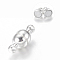 Round Brass Magnetic Clasps with Loops, Oval, Nickel Free, Silver Color Plated, 11x5mm, Hole: 1mm