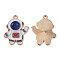 Alloy Enamel Pendants, Cadmium Free & Lead Free, Spaceman, Light Gold, Prussian Blue, 26x20x1mm, Hole: 1.8mm