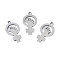 Non-Tarnish 201 Stainless Steel Pendants, Laser Cut, Feminism Sign, Stainless Steel Color, 18x10x1mm, Hole: 1.4mm