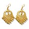 Golden Alloy Chandelier Earrings, Bohemia Long Drop Earrings, Bell, 56x25.5mm