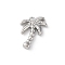 Brass Pave Clear Cubic Zirconia Pendants, Cadmium Free & Nickel Free & Lead Free, Coconut Tree, Platinum, 16x12x3mm, Hole: 1.4mm