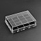 Cuboid Organic Glass Ring Display Boxes, with Velour, 16 Compertments, Clear, 14.5x10.7x4cm
