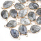 Natural Labradorite Links connectors, with Brass Findings, Faceted, teardrop, Golden, 27.5x14.5~15x6~6.5mm, Hole: 2mm