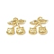 Brass Micro Pave Cubic Zirconia Pendants, Cherry with Cat Head, Lead Free & Cadmium Free, Long-Lasting Plated, Rack Plating, Real 18K Gold Plated, 19x22.5x4.5mm